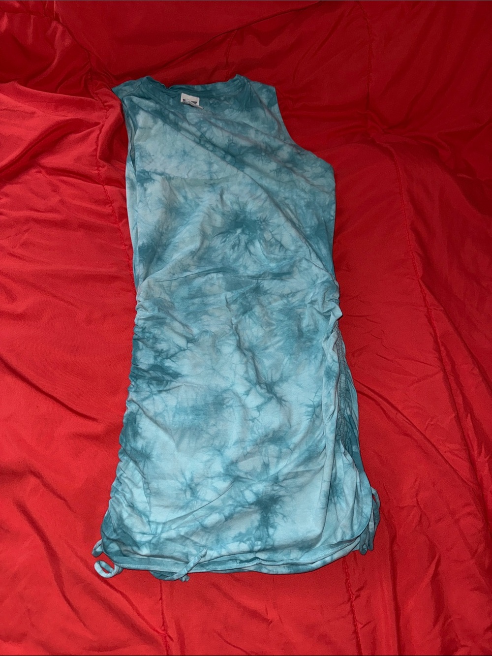 Tie-Dye Blue Ruched Women’s dress